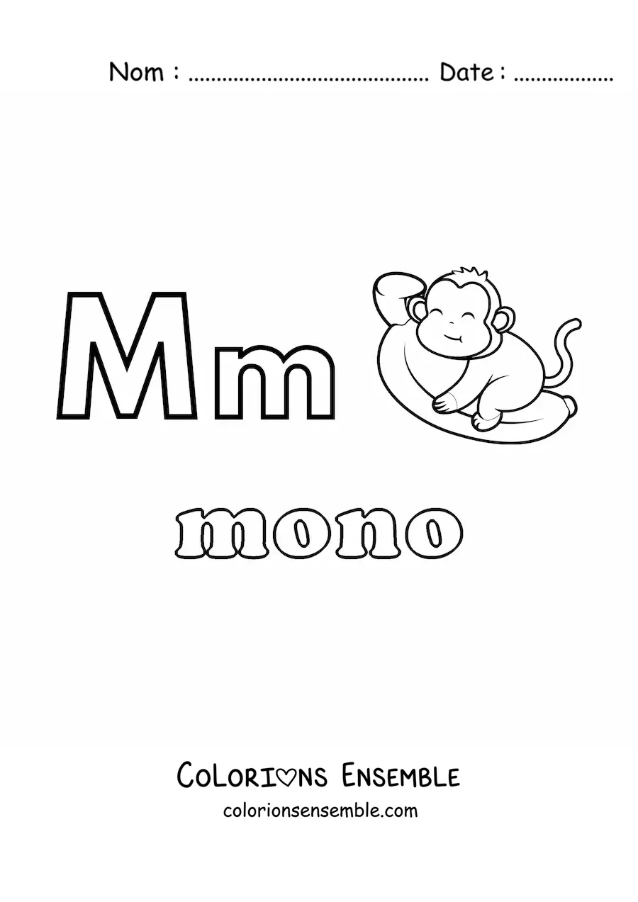 Image à colorier du M de singe