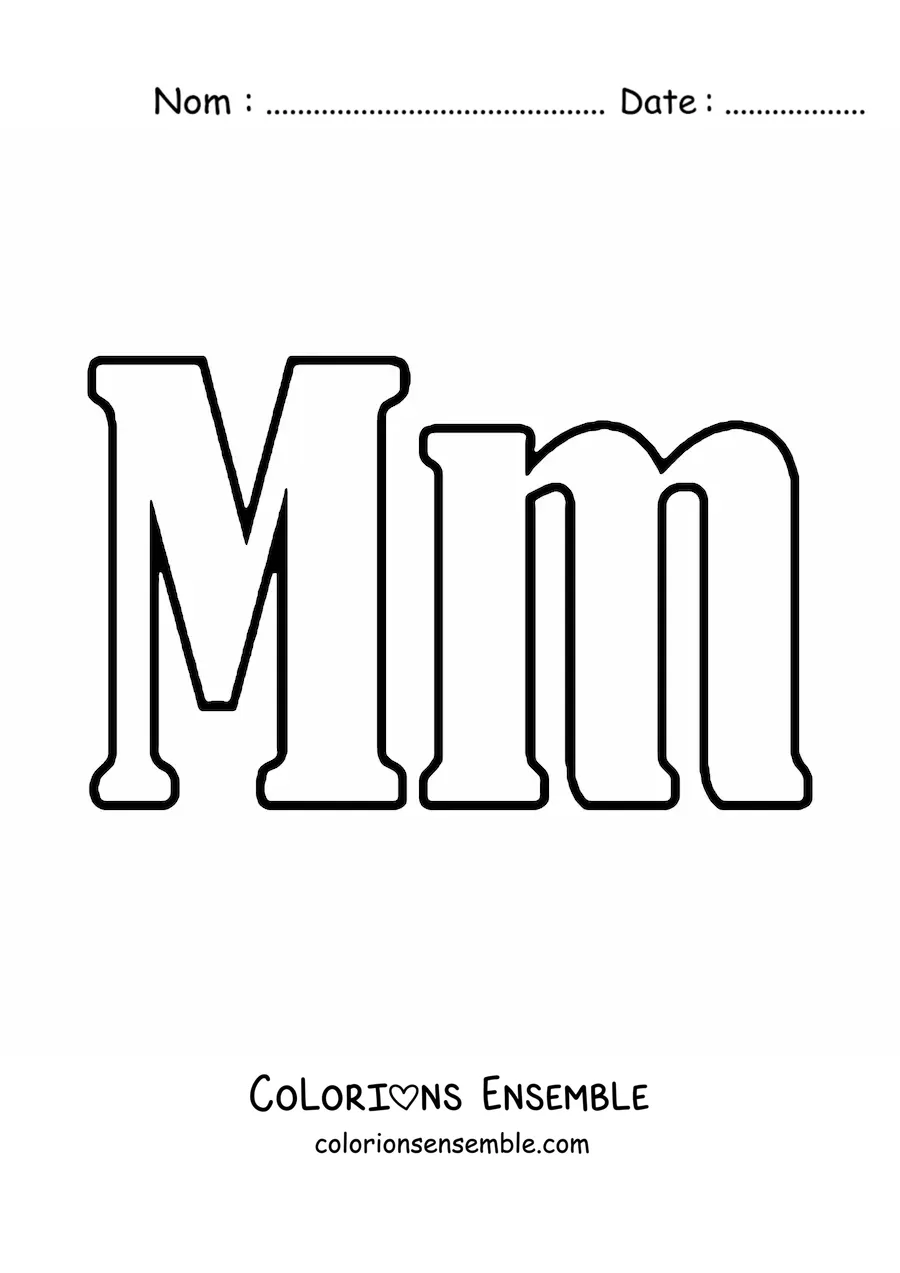 Image à colorier de la lettre M majuscule et minuscule en grand