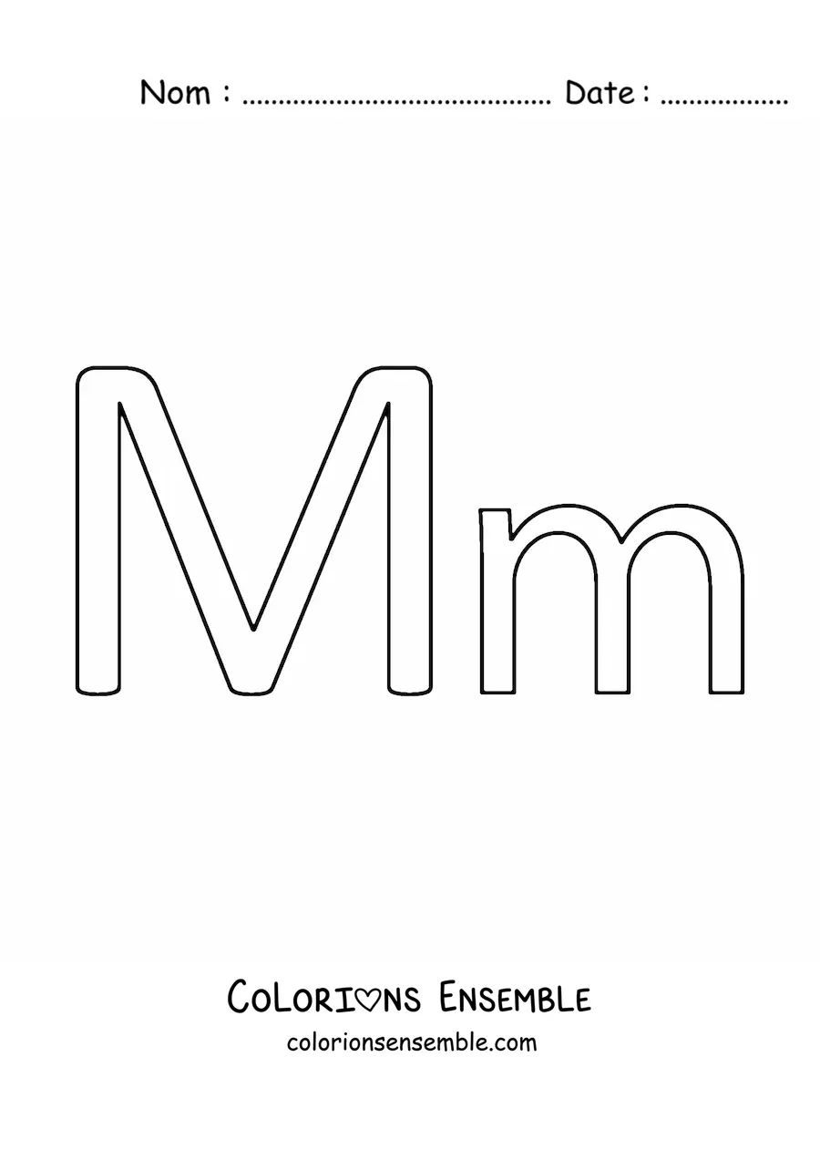 Image à colorier de la lettre M majuscule et minuscule, facile