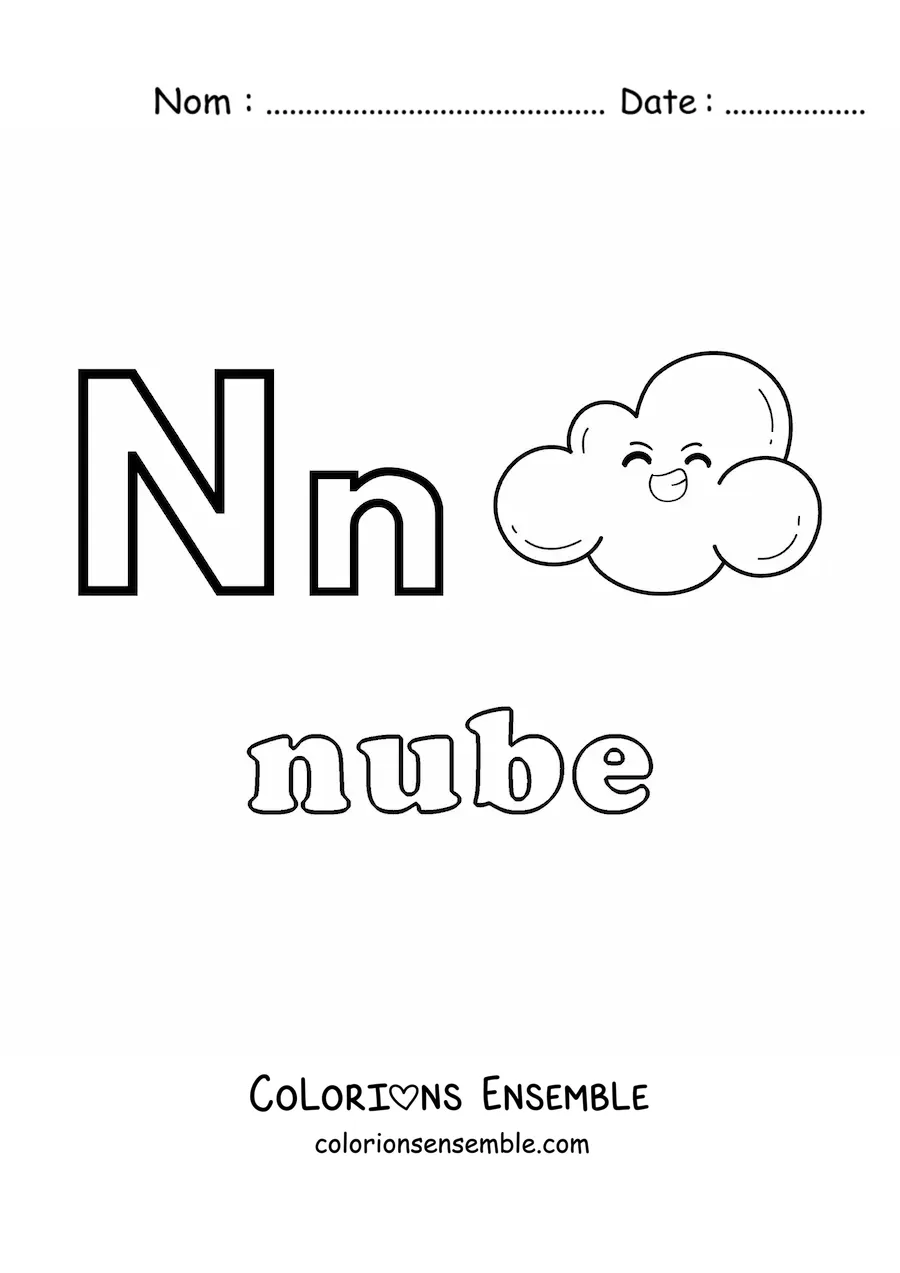 Image à colorier du N de nuage