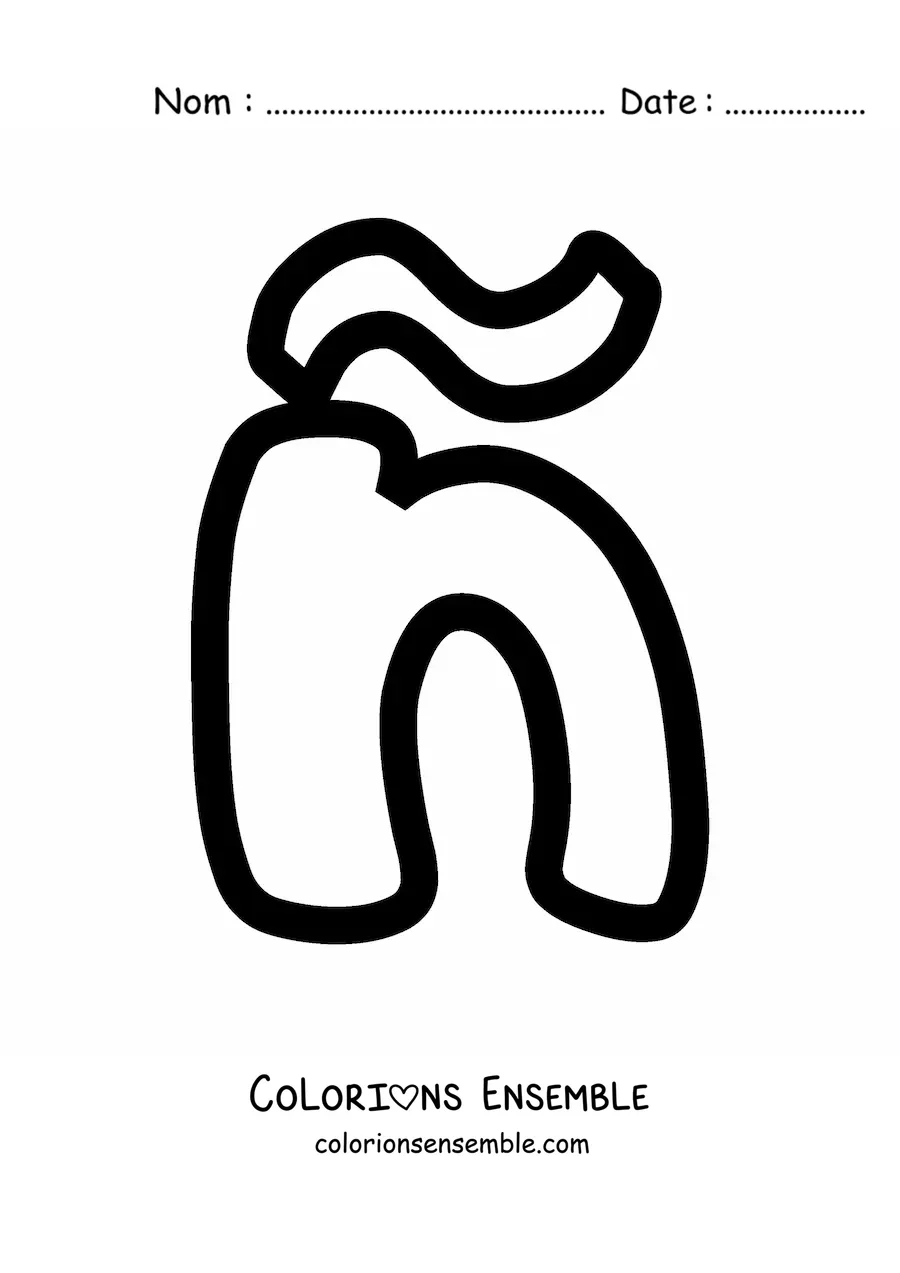 Image à colorier de la lettre ñ minuscule en grand