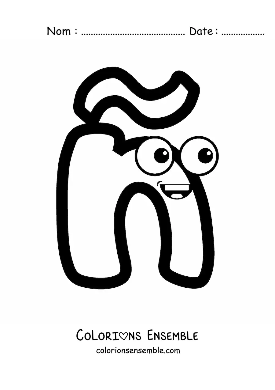 Image à colorier de la lettre ñ minuscule animée
