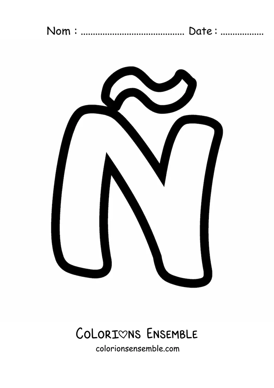Image à colorier de la lettre Ñ majuscule en grand