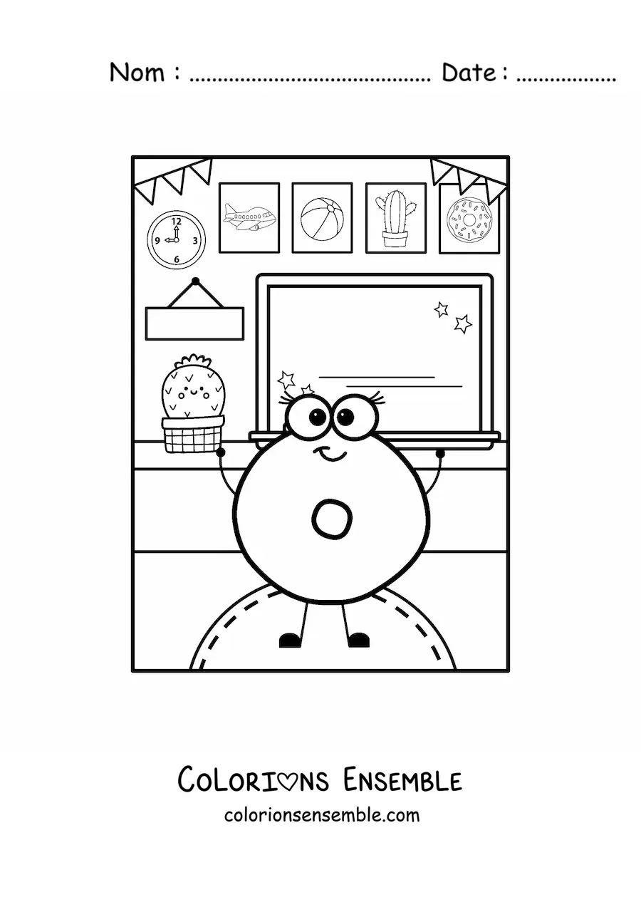 Image à colorier de la lettre O animée à l’école
