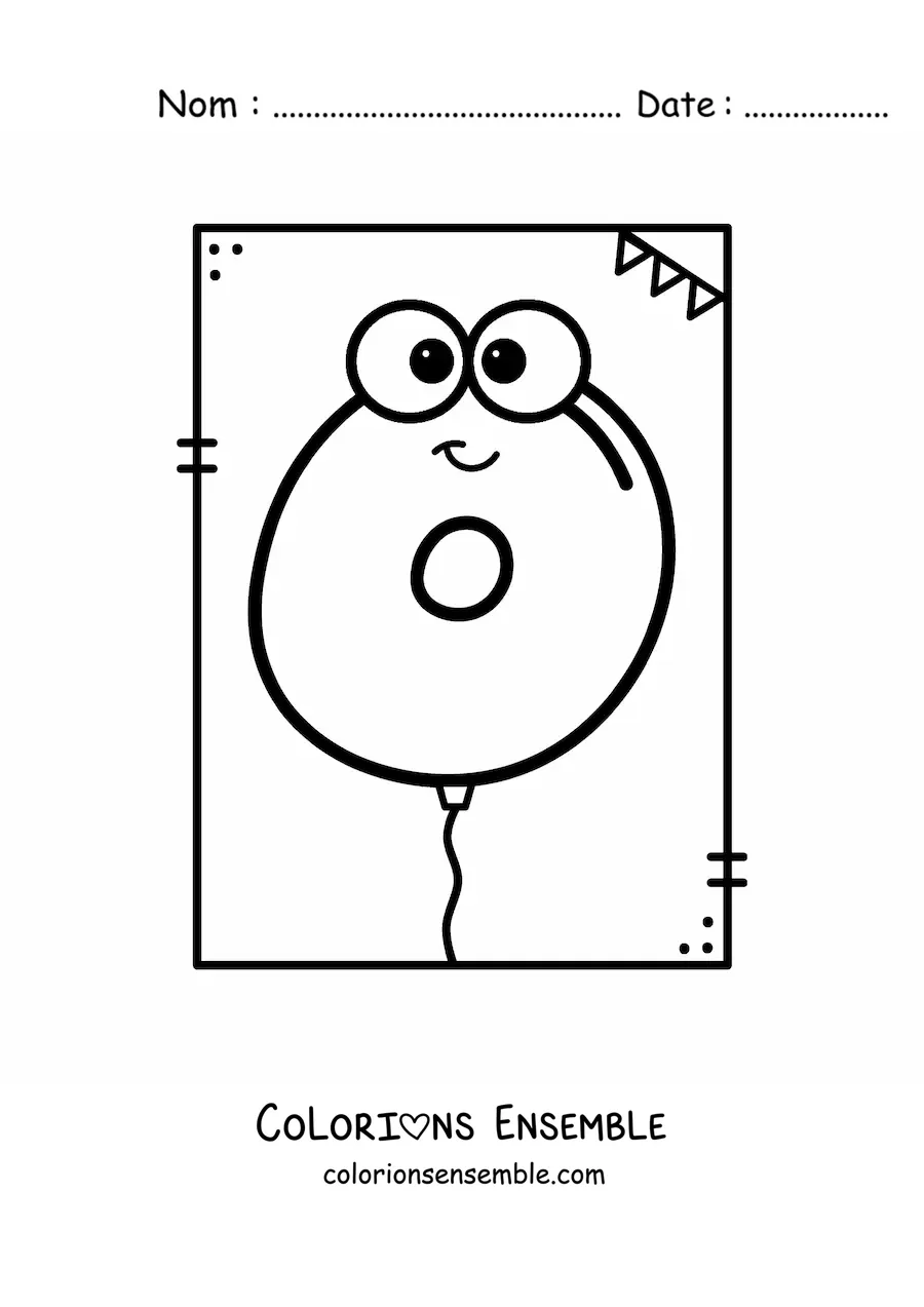Image à colorier de la lettre O animée en forme de ballon