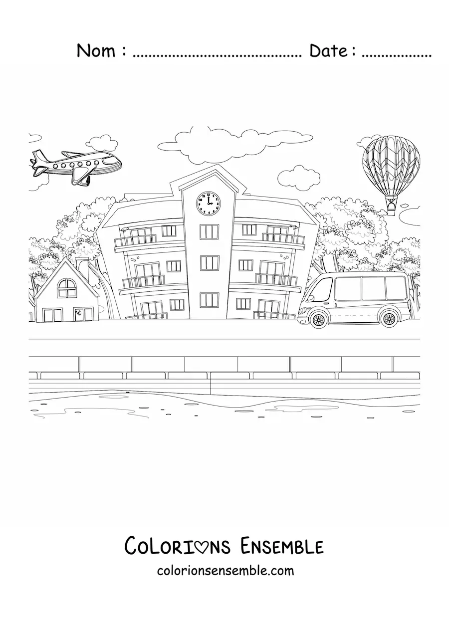 Image à colorier d'un transport scolaire