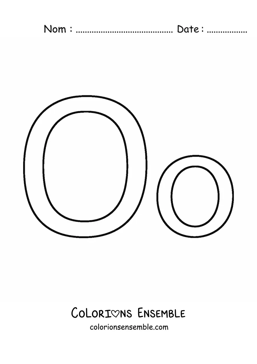 Image à colorier de la lettre O majuscule et minuscule, facile