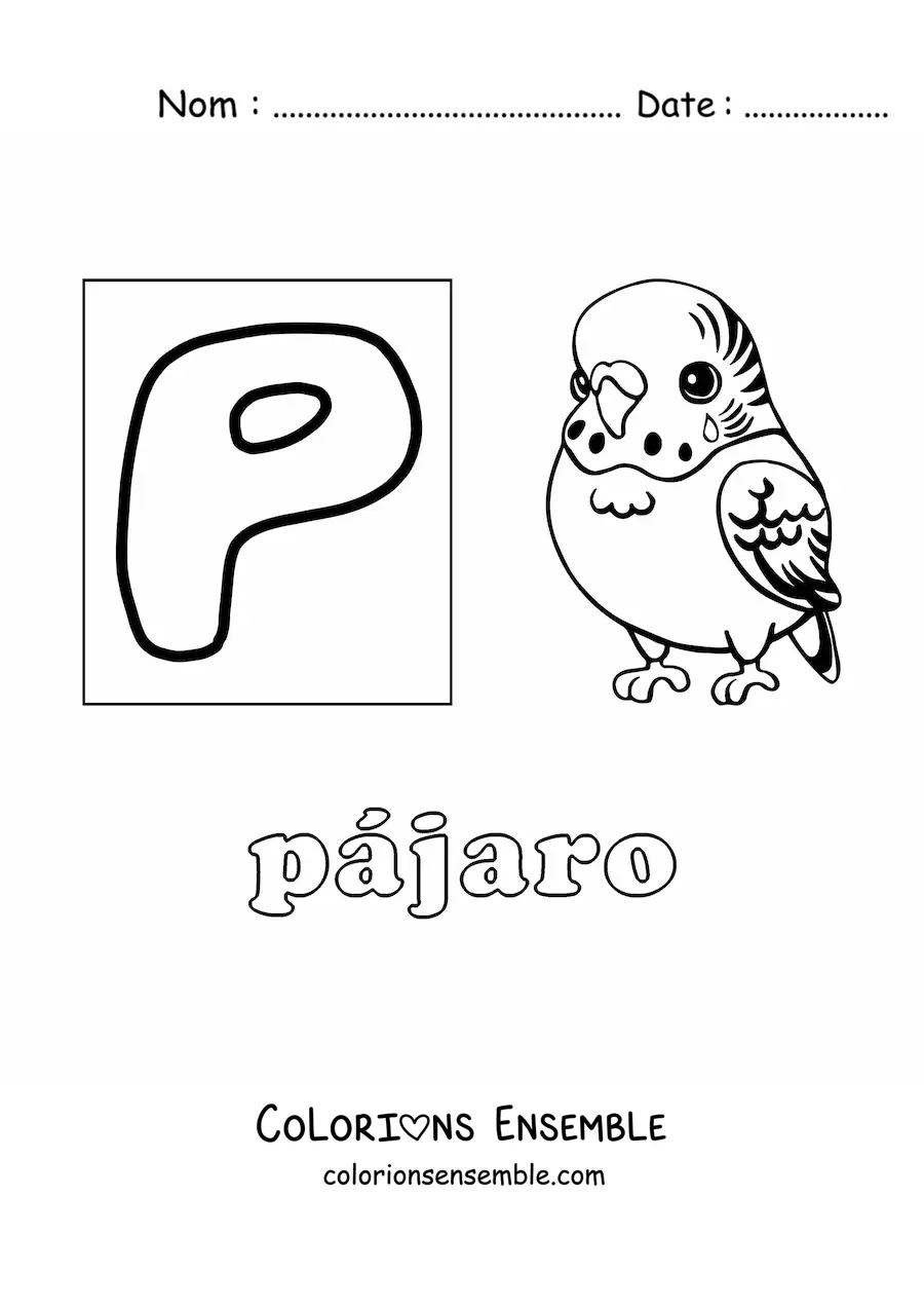 Image à colorier du P de oiseau