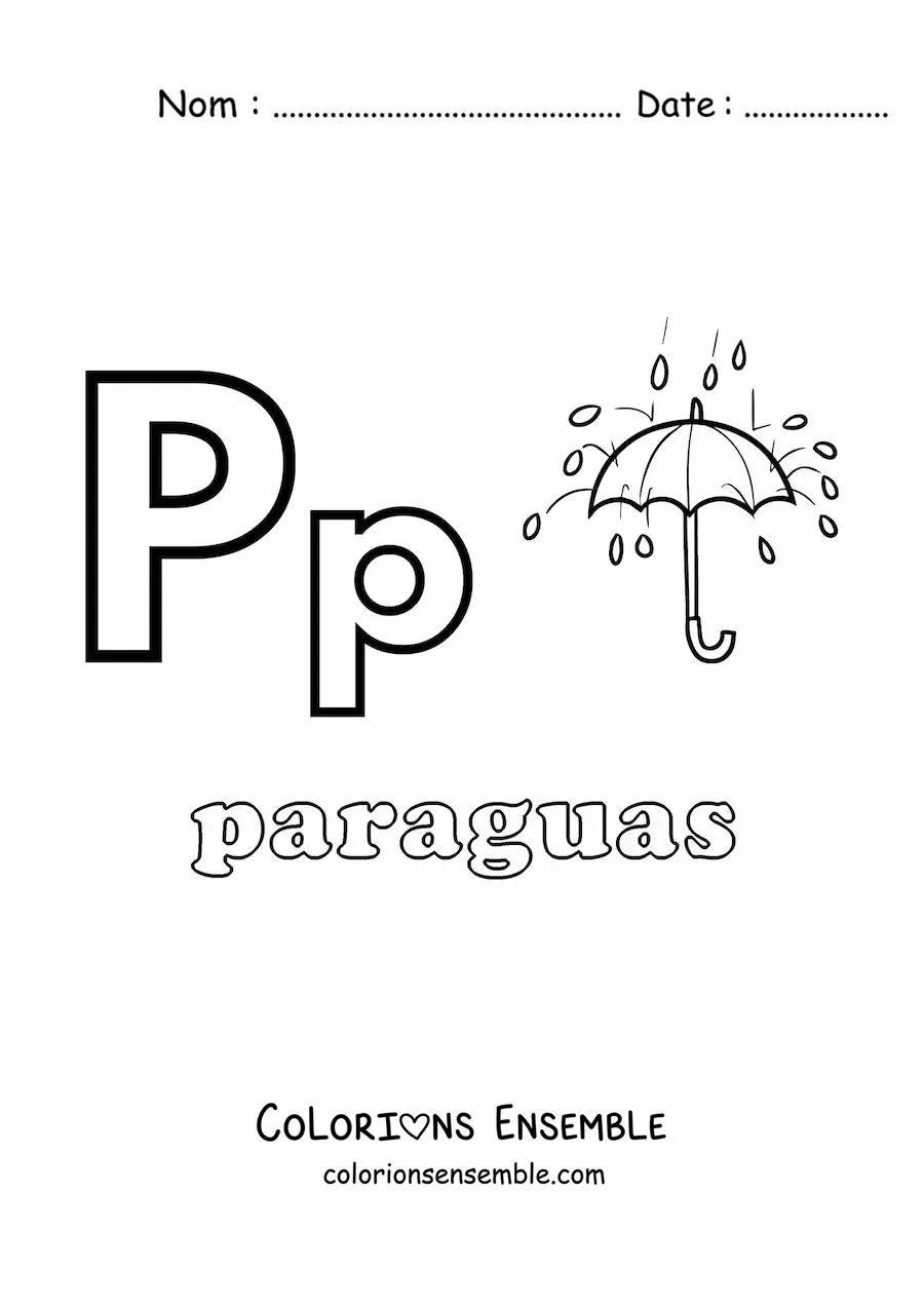 Image à colorier du P de parapluie