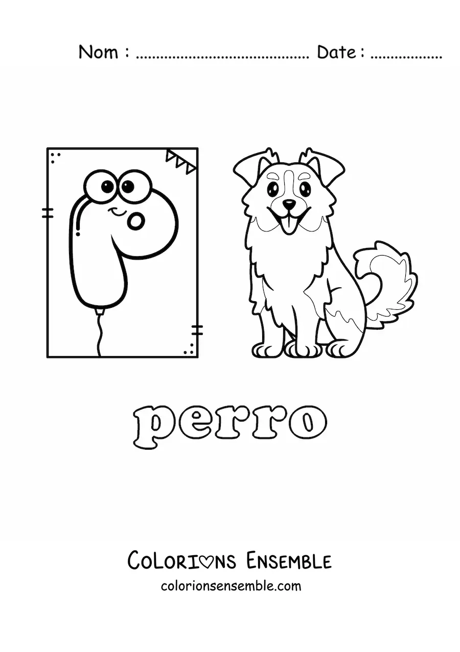 Image à colorier du P de chien