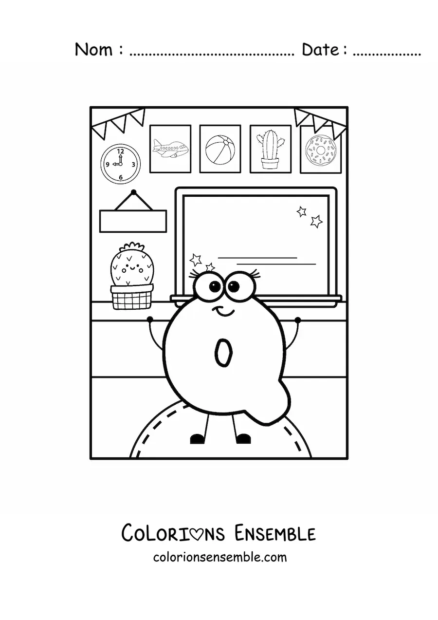 Image à colorier de la lettre Q animée à l’école