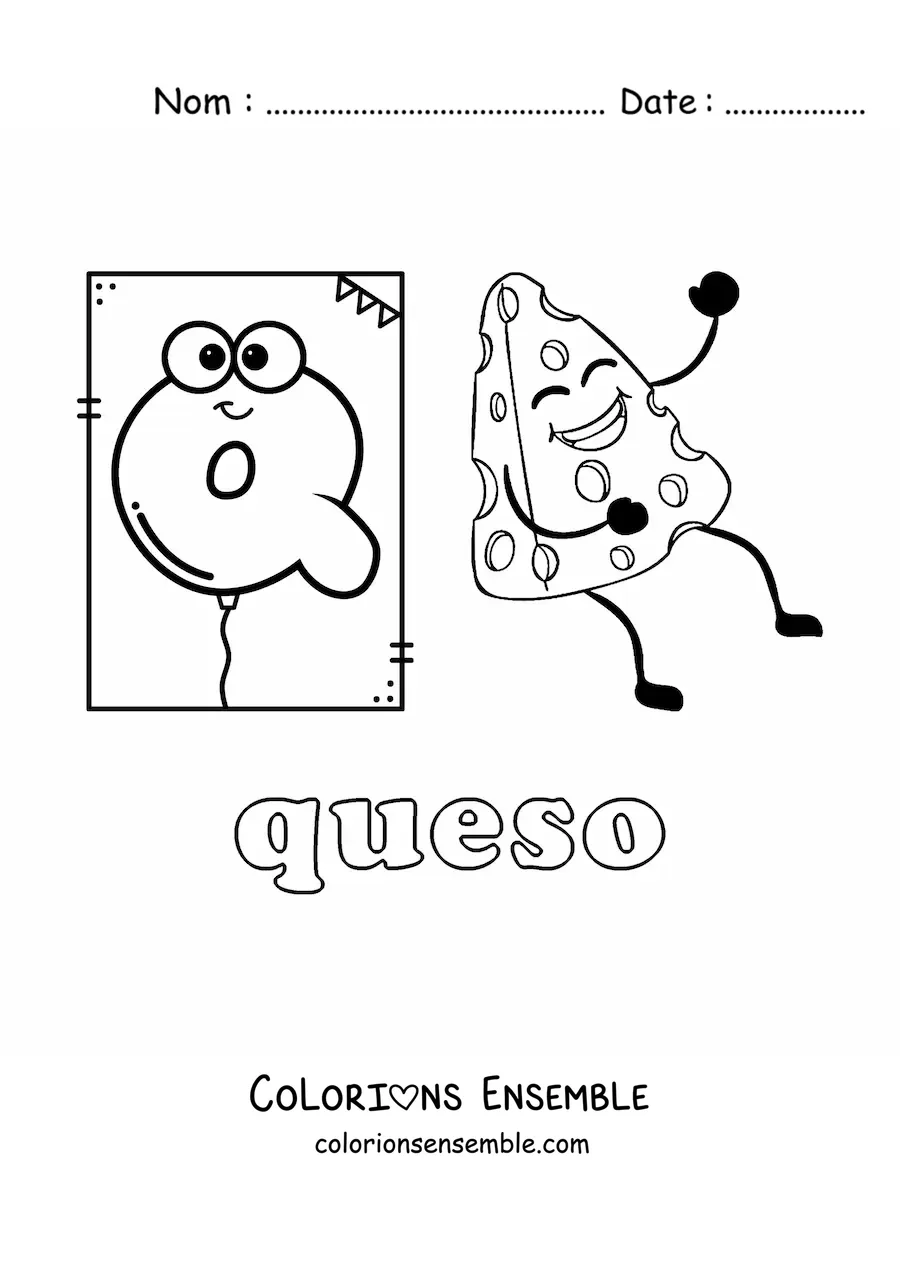 Image à colorier du Q de fromage