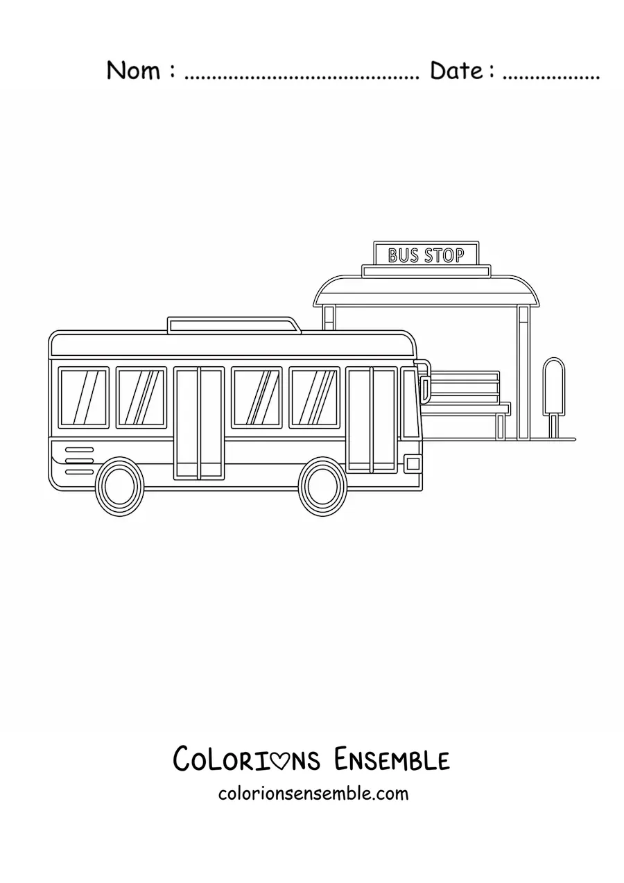 Image à colorier d'un arrêt de bus