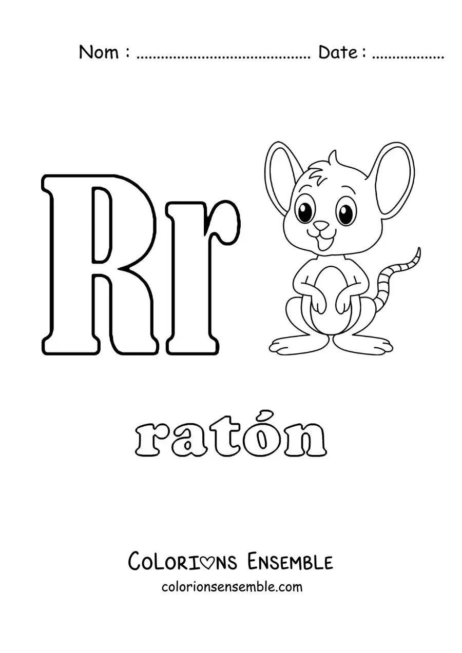 Image à colorier du R de souris