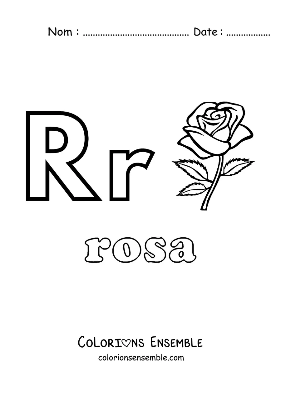 Image à colorier du R de rose