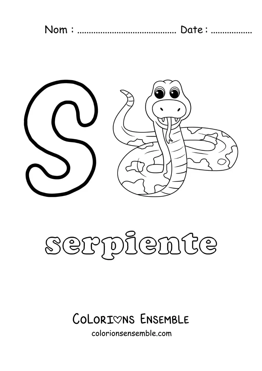 Image à colorier du S de serpent