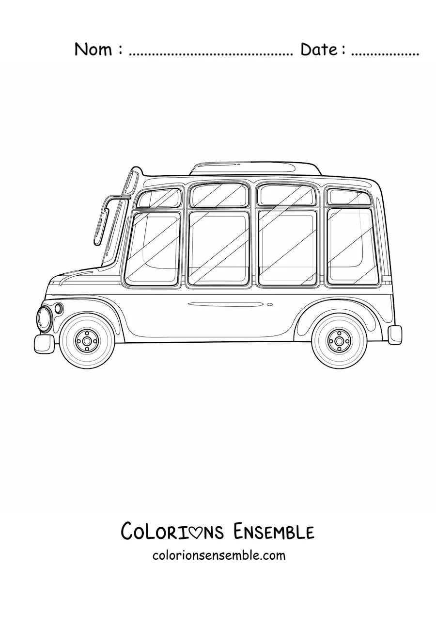 Image à colorier d'un petit autobus