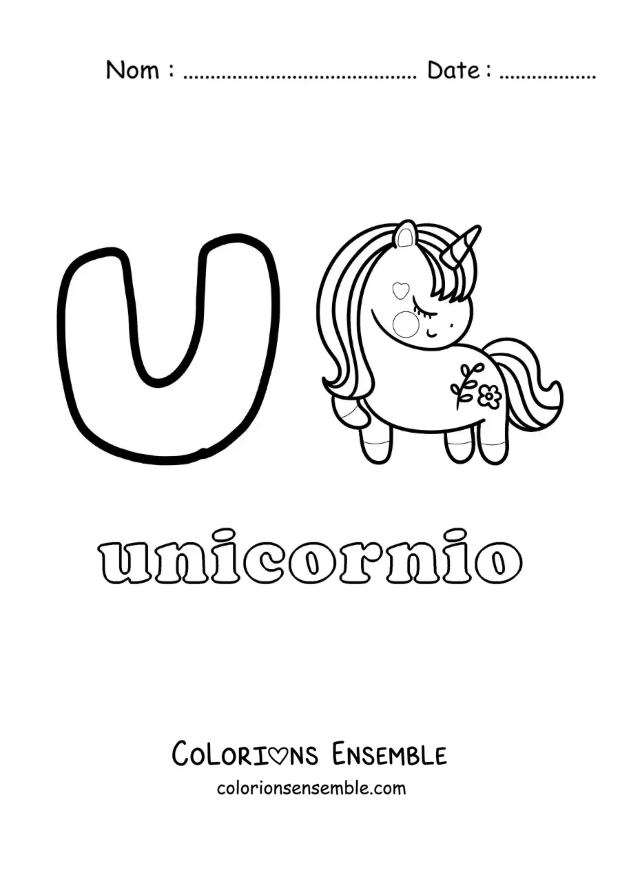 Image à colorier du U de licorne