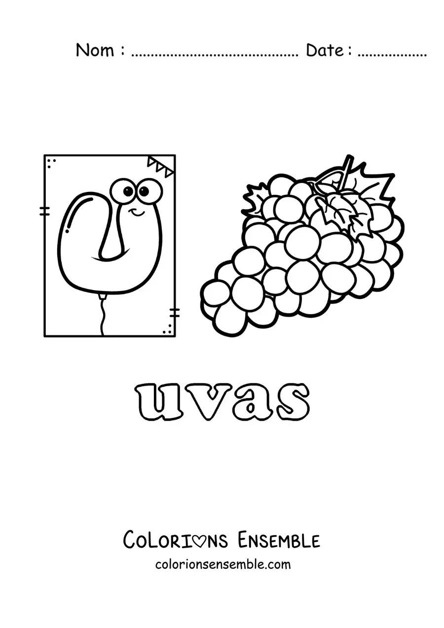 Image à colorier du U de raisins