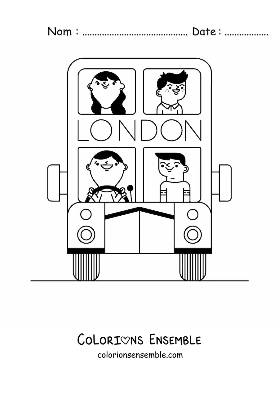 Image à colorier d'un bus de Londres