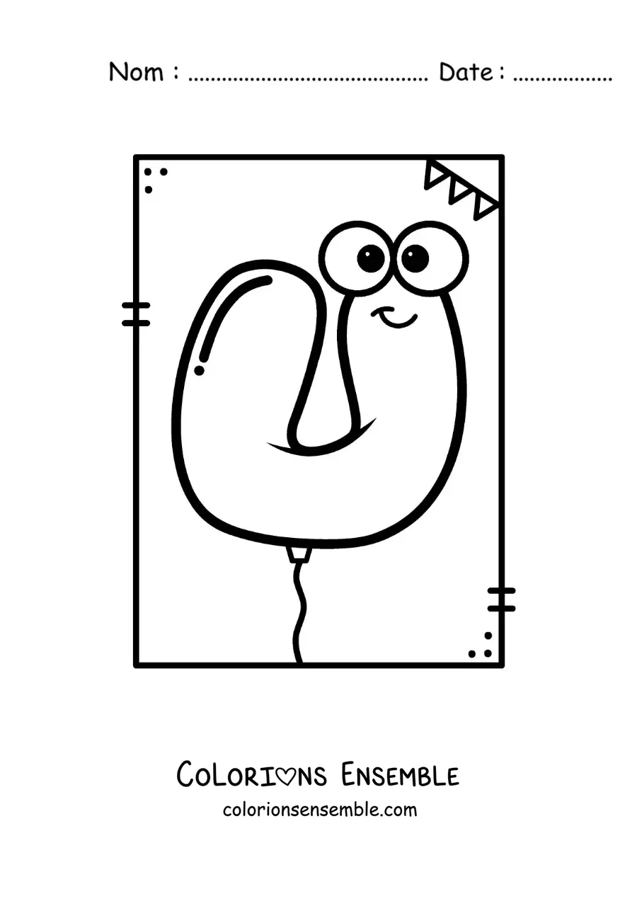 Image à colorier de la lettre U animée en forme de ballon