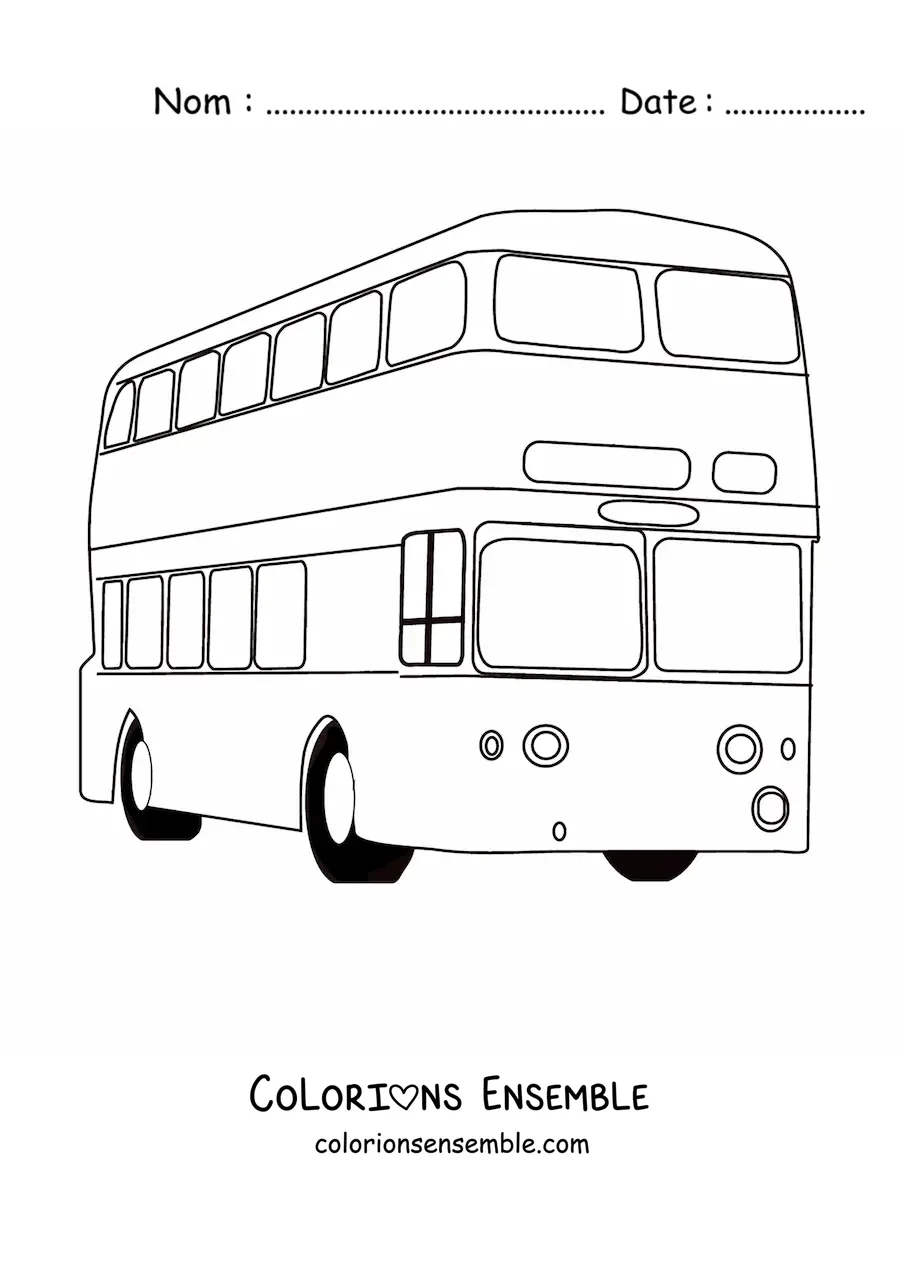 Image à colorier d'un bus à deux étages