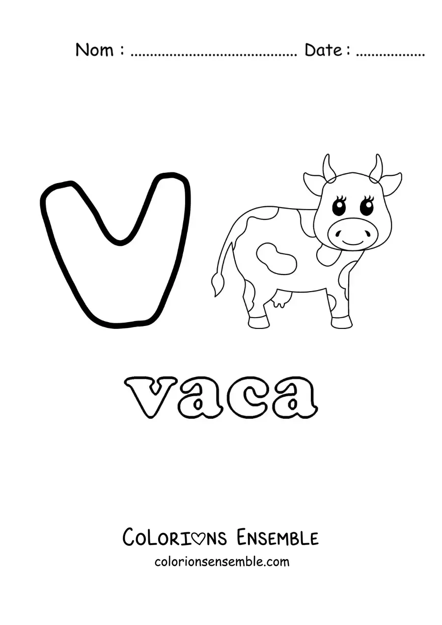 Image à colorier du V de vache