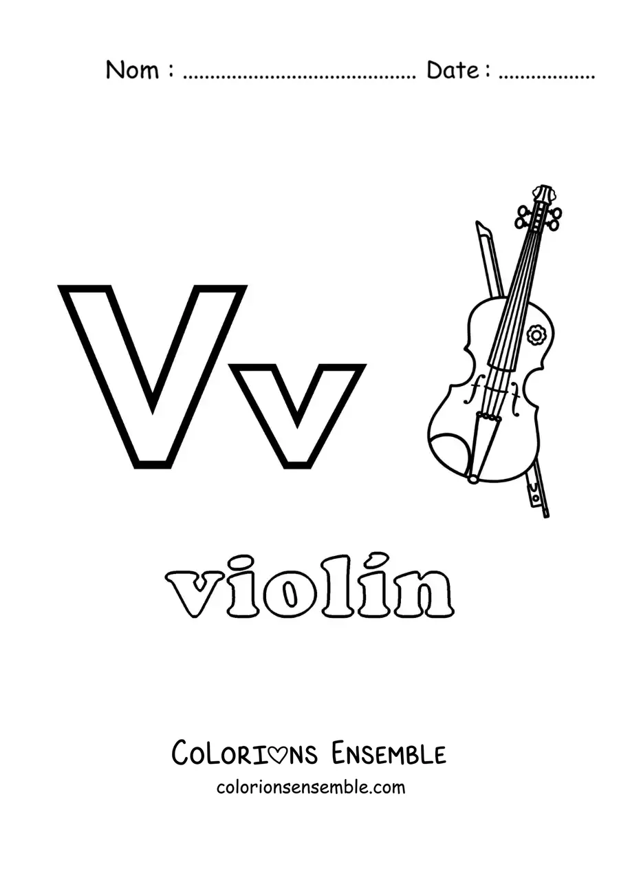 Image à colorier du V de violon