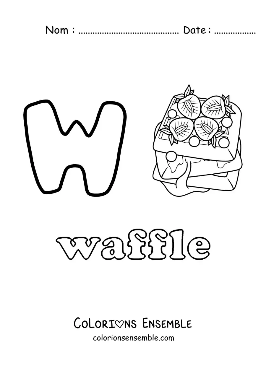 Image à colorier du W de gaufre