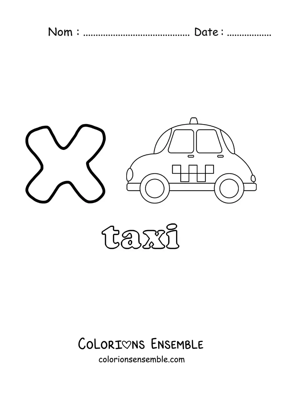 Image à colorier du X de taxi
