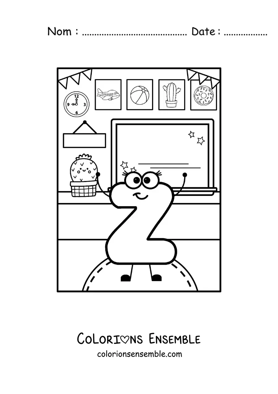Image à colorier de la lettre Z animée à l’école