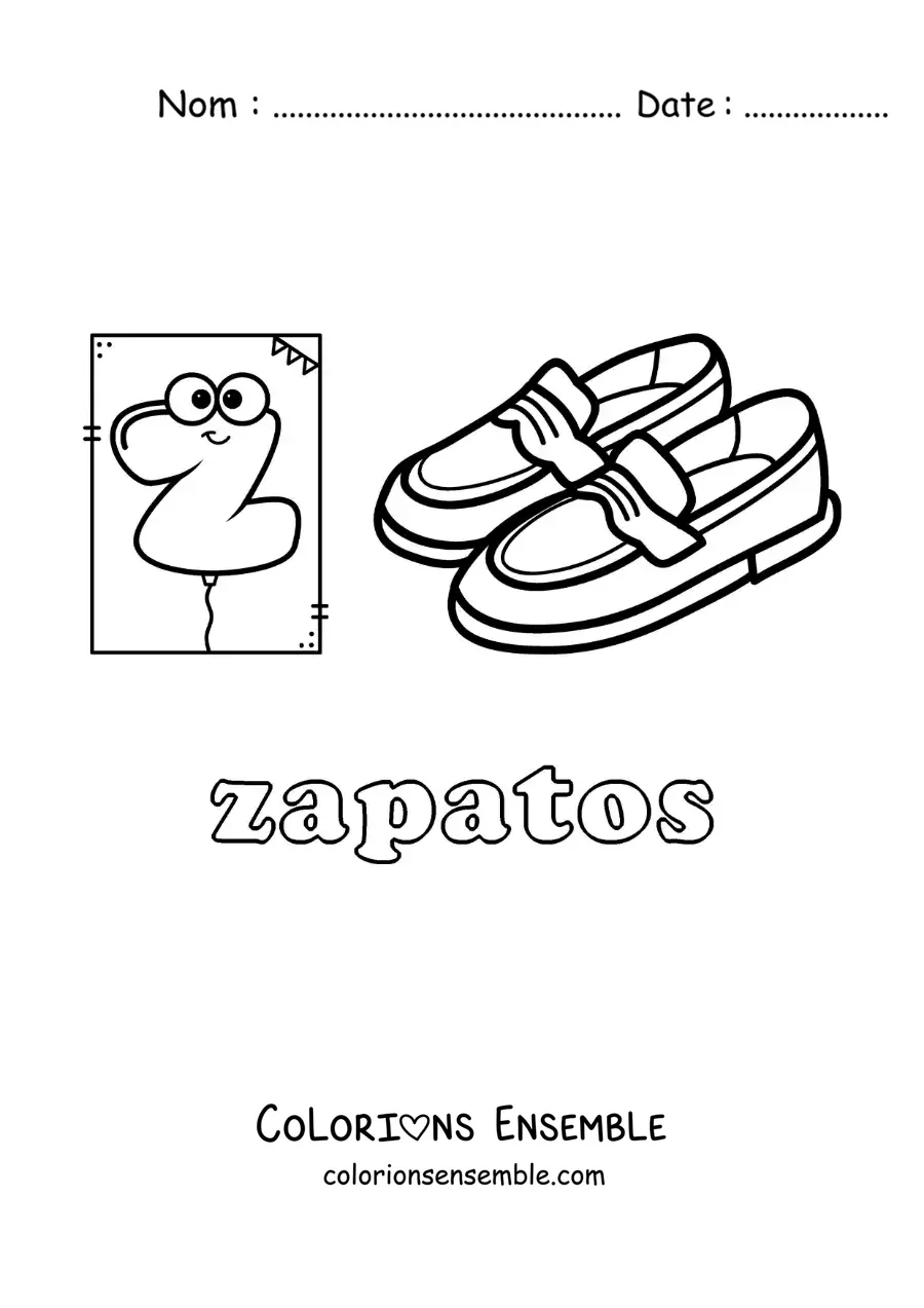 Image à colorier du Z de chaussures