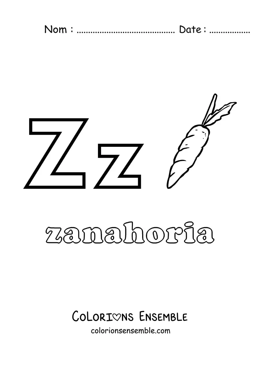 Image à colorier du Z de carotte