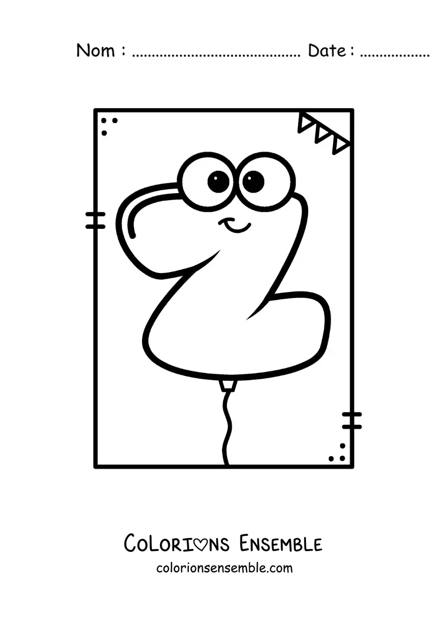 Image à colorier de la lettre Z animée en forme de ballon