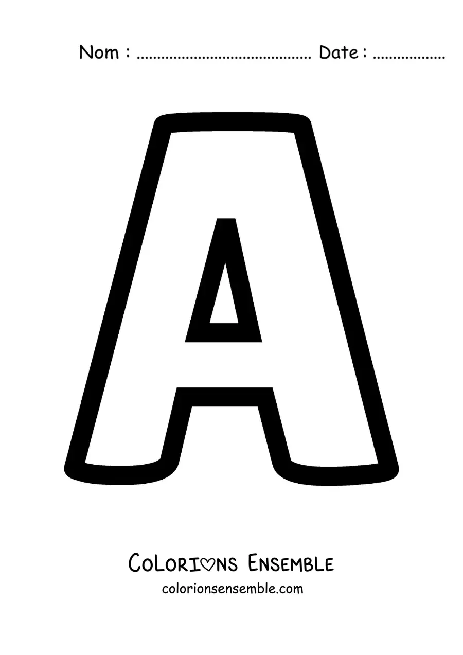 Image à colorier de la lettre A majuscule