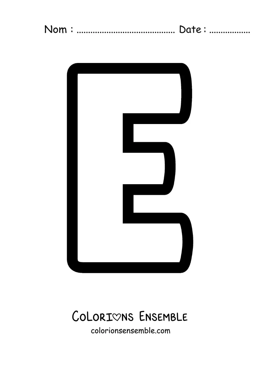 Image à colorier de la lettre E majuscule