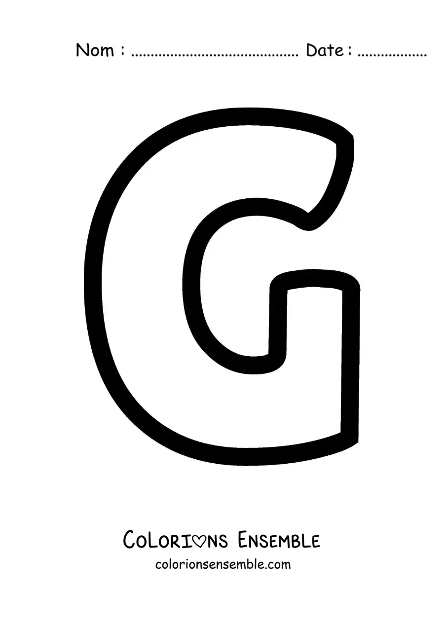 Image à colorier de la lettre G majuscule