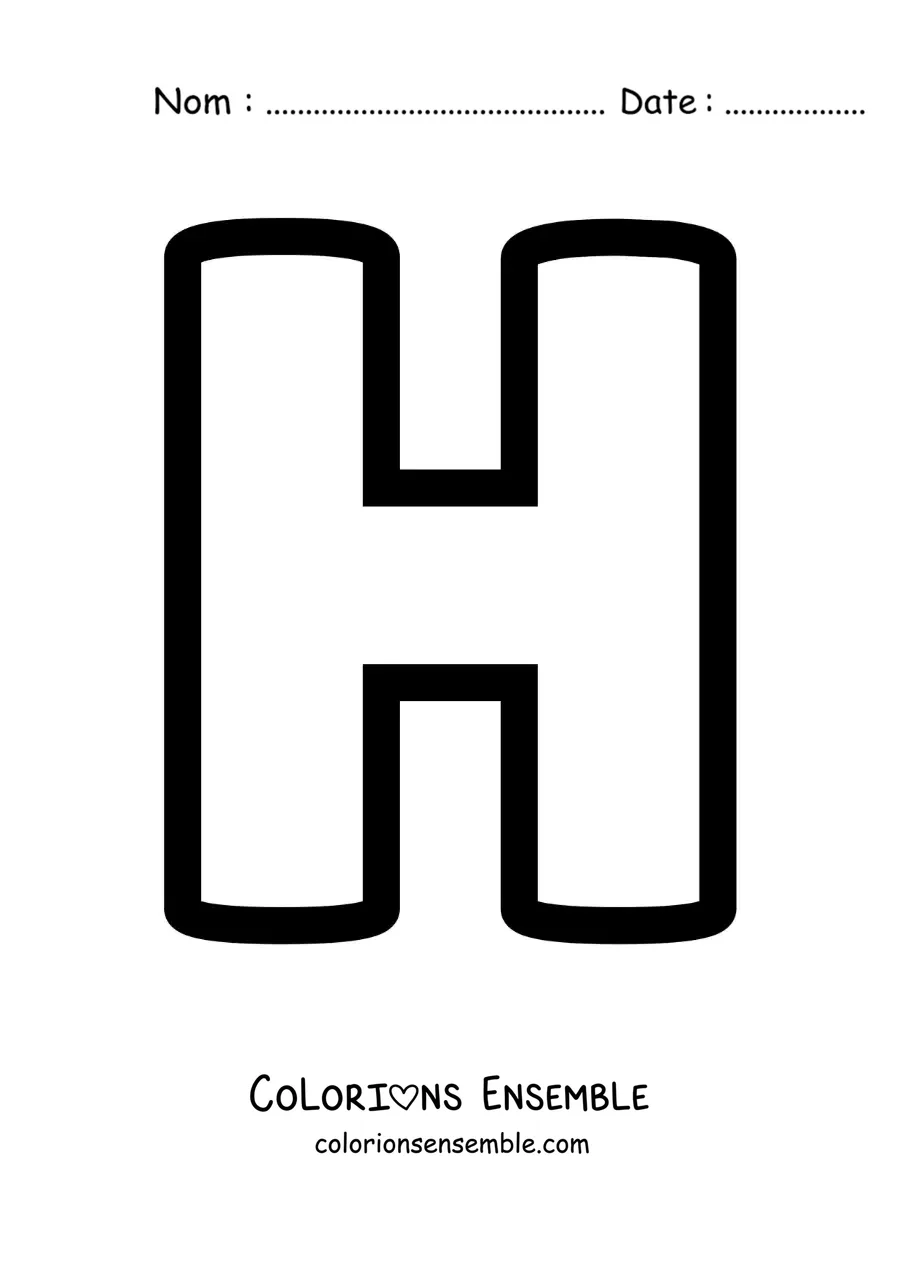 Image à colorier de la lettre H majuscule