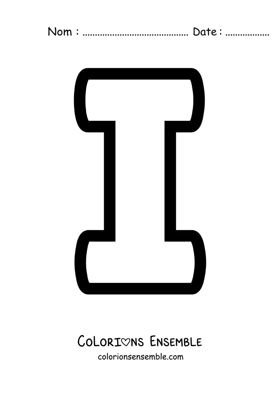 Image à colorier de la lettre I majuscule