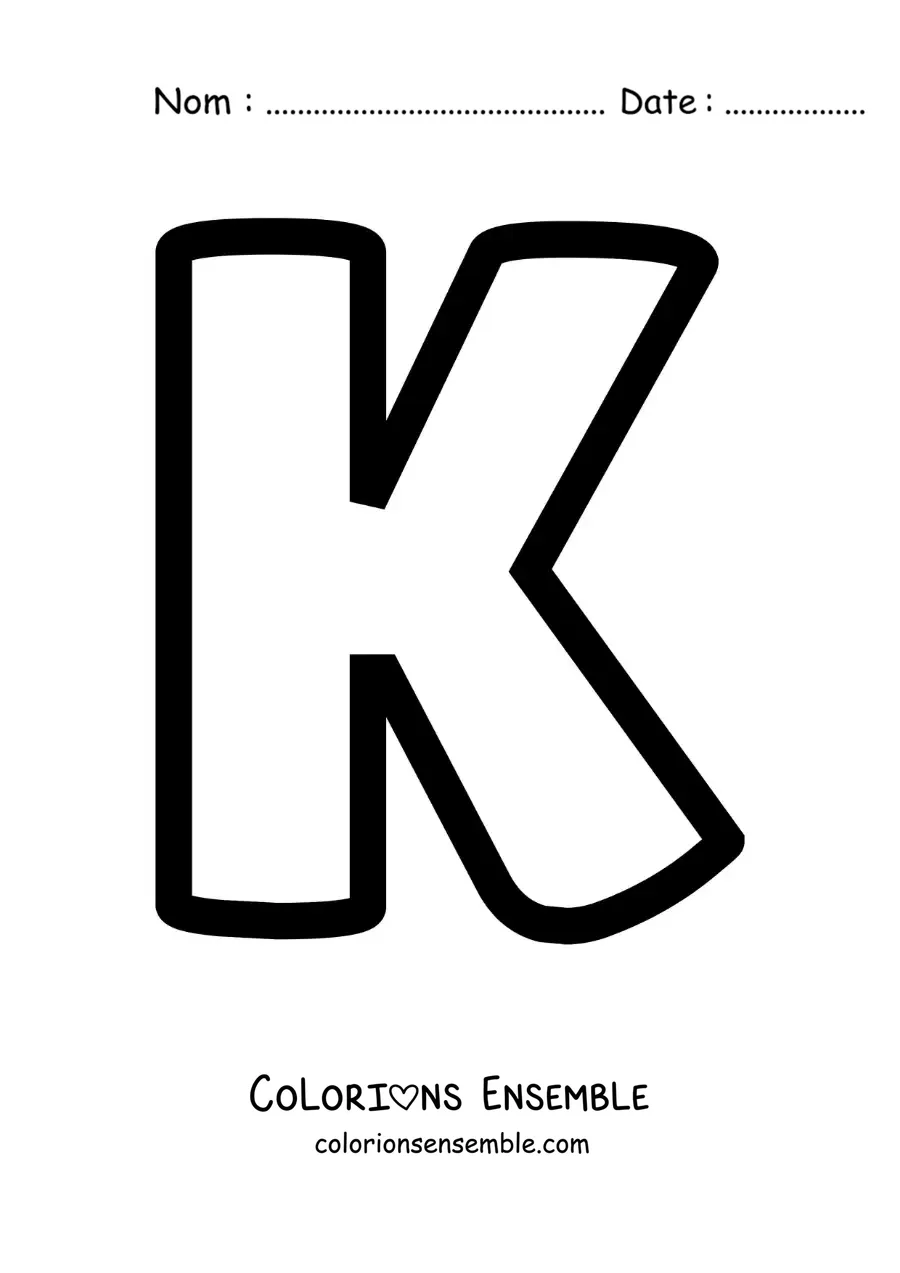 Image à colorier de la lettre K majuscule