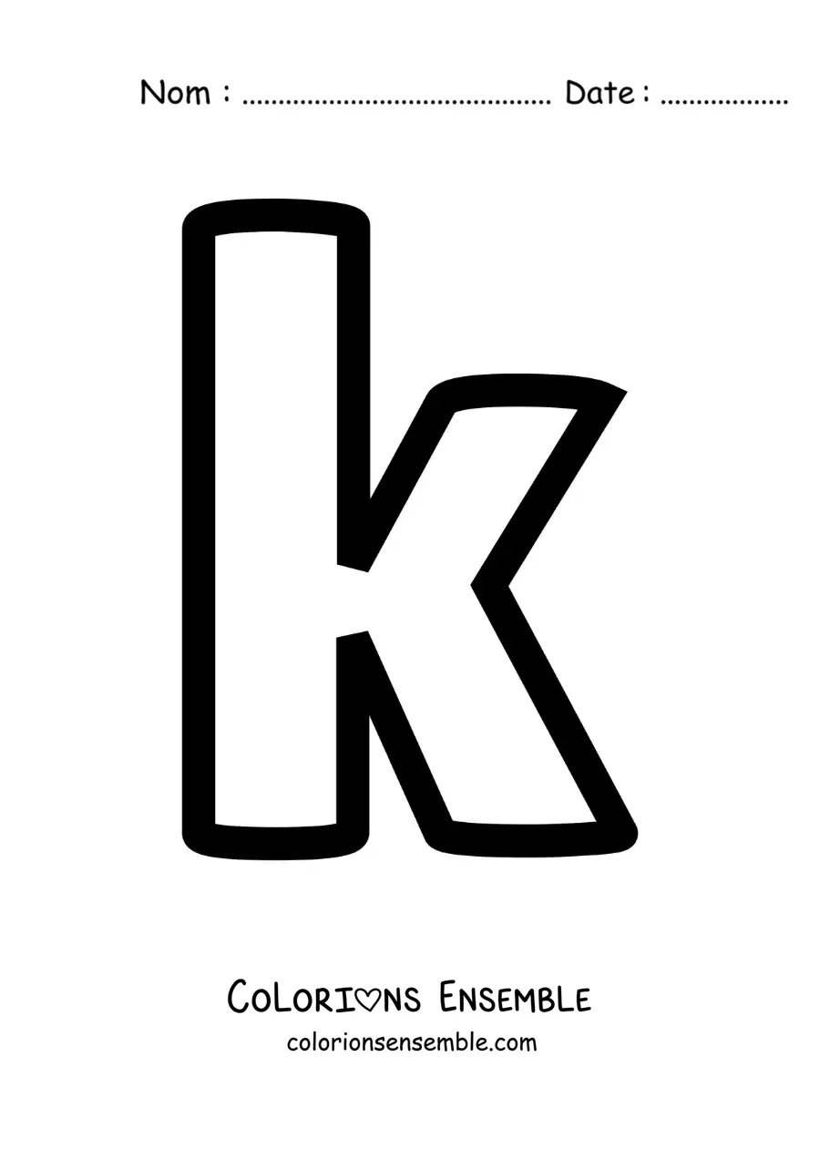 Image à colorier de la lettre k minuscule