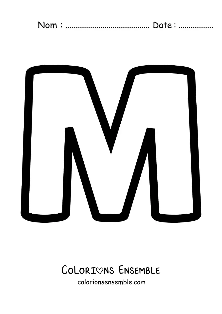 Image à colorier de la lettre M majuscule