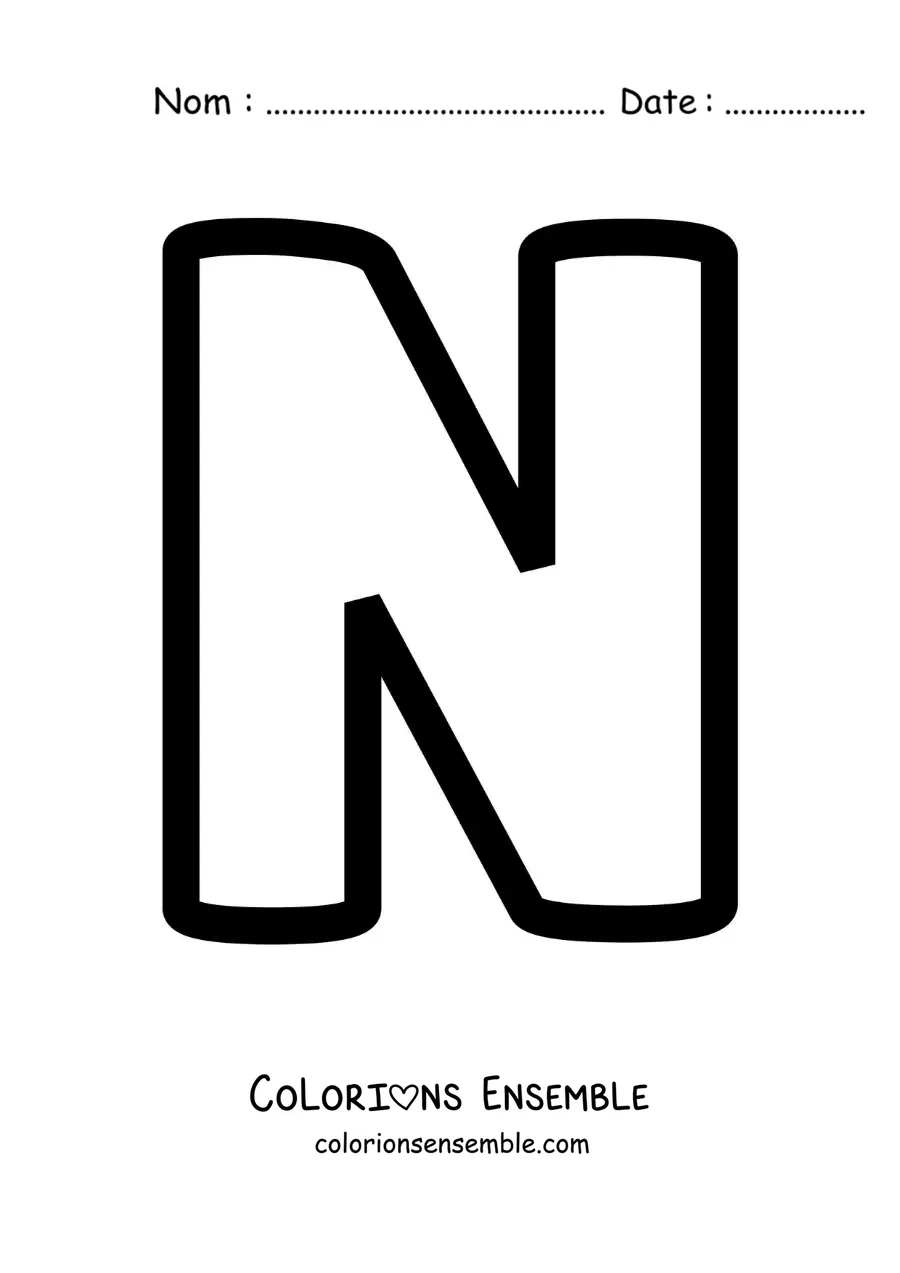 Image à colorier de la lettre N majuscule