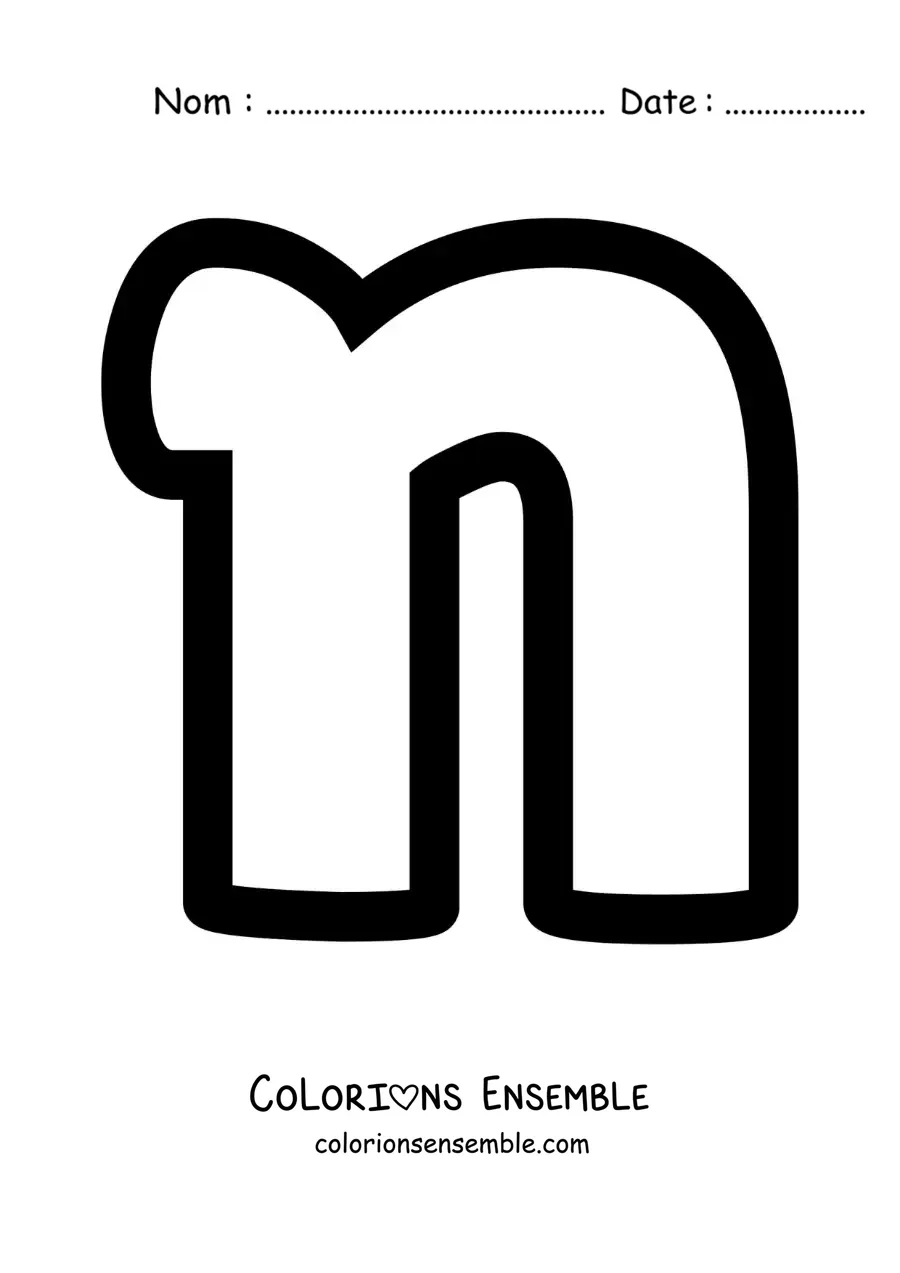 Image à colorier de la lettre n minuscule
