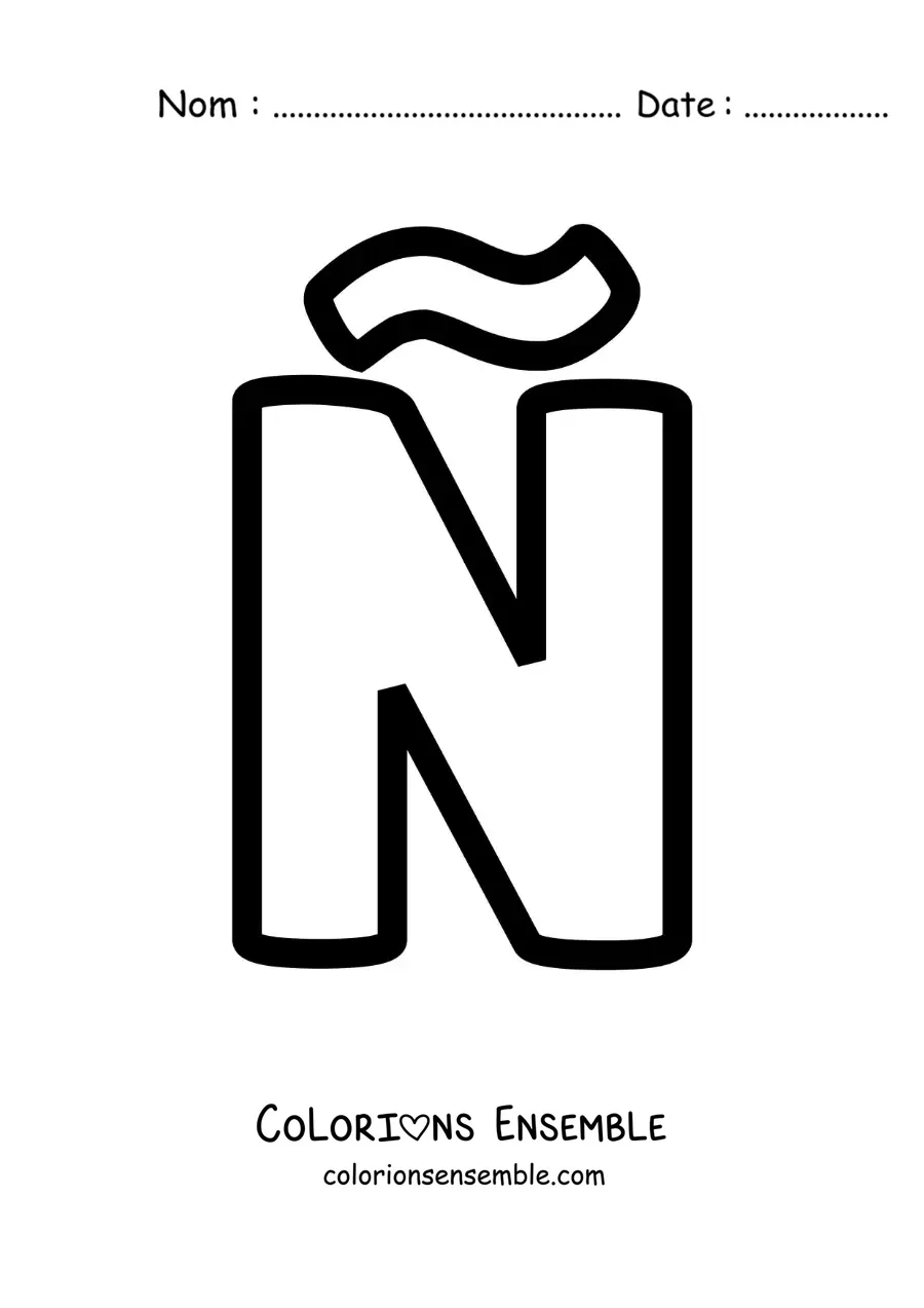 Image à colorier de la lettre Ñ majuscule