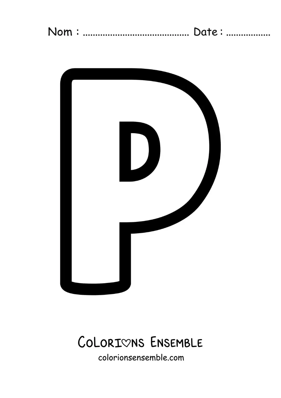 Image à colorier de la lettre P majuscule