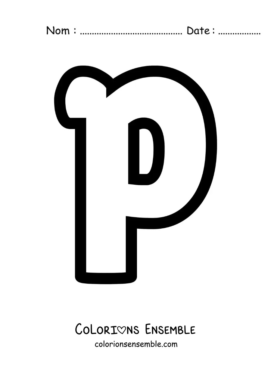 Image à colorier de la lettre p minuscule