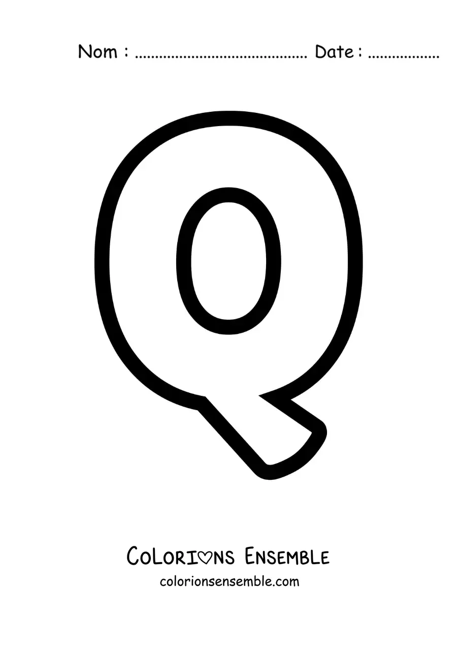 Image à colorier de la lettre Q majuscule