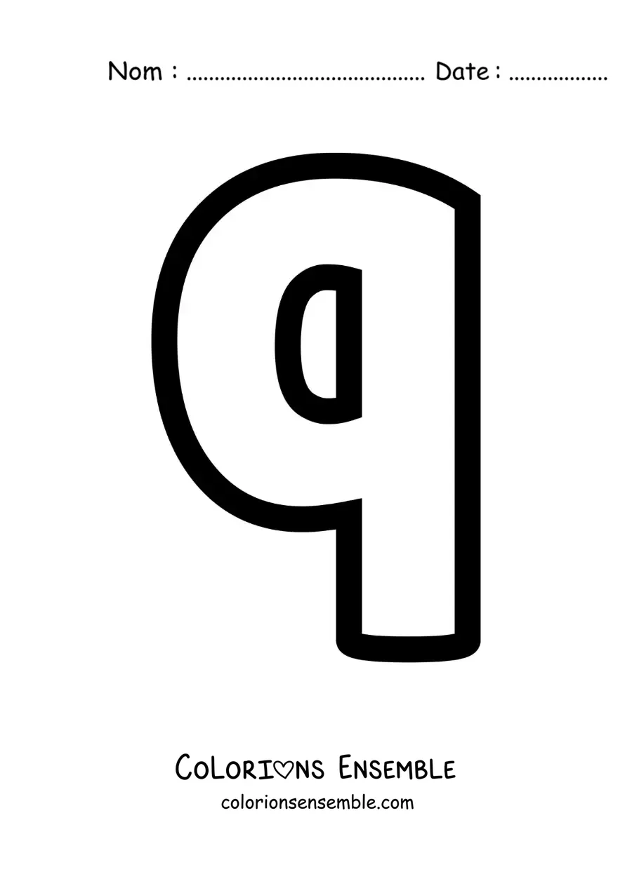 Image à colorier de la lettre q minuscule