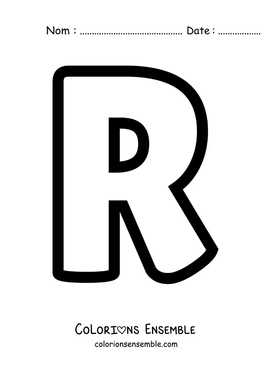 Image à colorier de la lettre R majuscule
